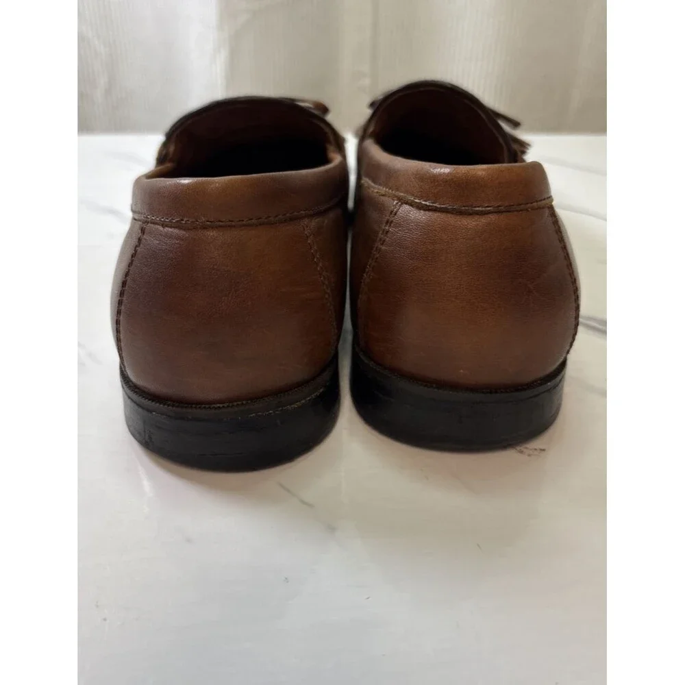 Johnston & Murphy Men’s Halsey Kiltie Tassel Brown Woven Leather Loafers 10M